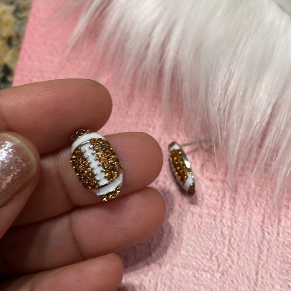 Betsy Johnson Rhinestone Football Earrings - Picture 11 of 17